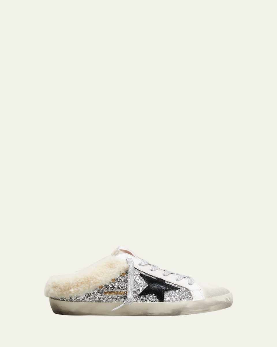 Mixed Leather Shearling Slide Sneakers